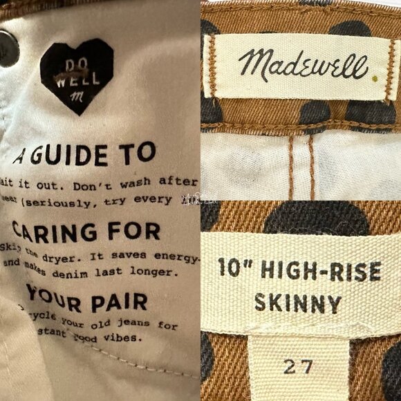 Madewell 10" High Rise Skinny Polka Dot Ankle Jeans Size 27 - Picture 3 of 5